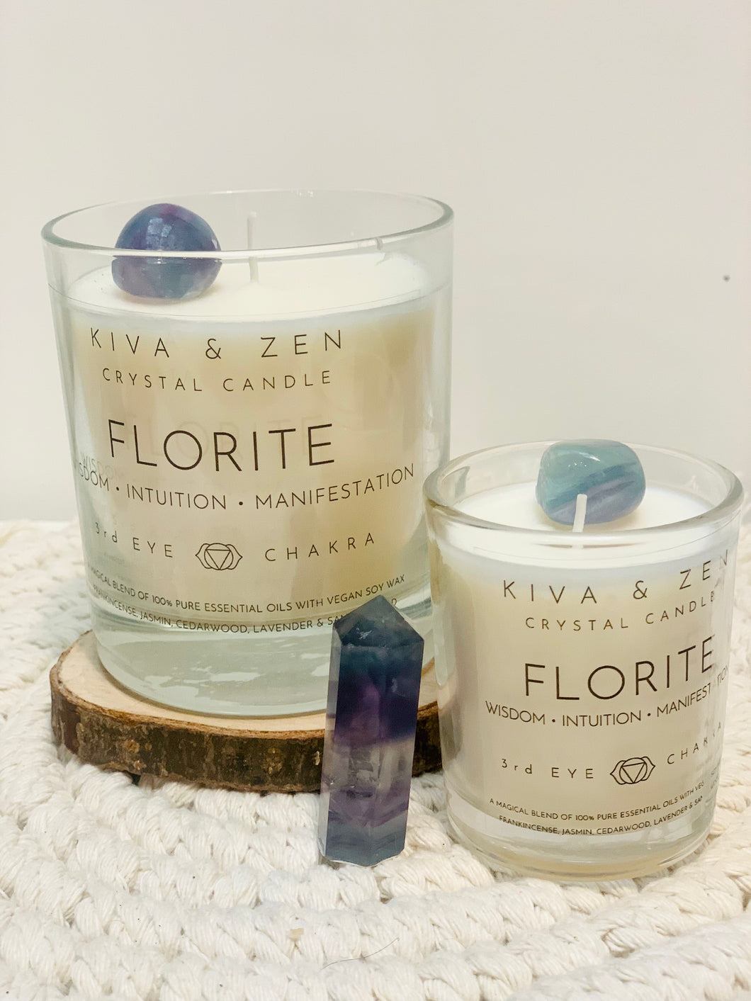 3rd Eye Chakra Candle - Florite Crystal