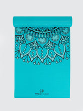 Load image into Gallery viewer, Mandala Yoga Mat - Aqua &amp; Blue
