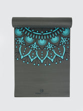 Load image into Gallery viewer, Mandala Yoga Mat - Charcoal &amp; Blue
