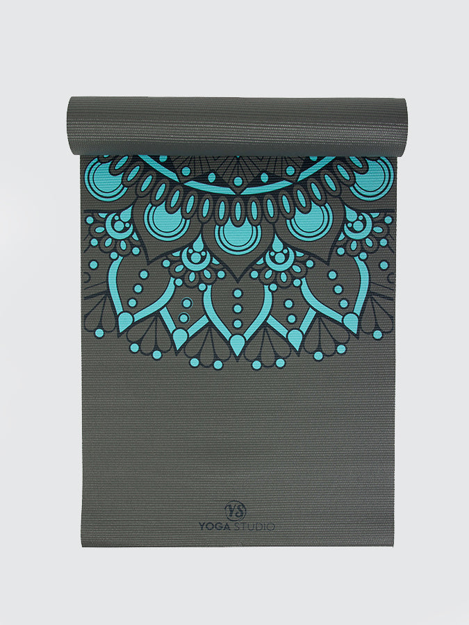 Mandala Yoga Mat - Charcoal & Blue